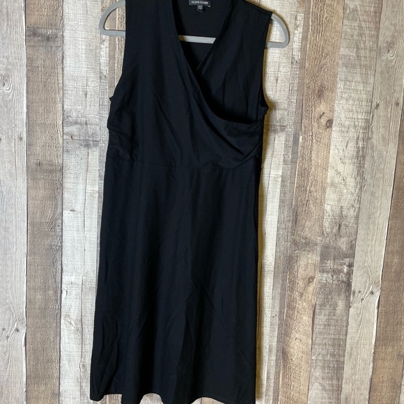 Eileen Fisher Black Faux Wrap Dress - Picture 1 of 6
